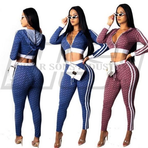 Women fashion print tracksuit usa style 