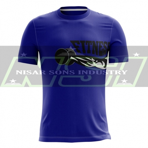 Blue printed gym t shirt manufacturer
