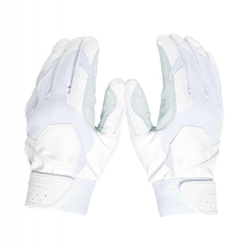 Good Grip Full white Baseball Batting Gloves with your Custom Logo