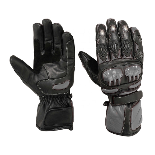 Real Goat Skin Leather Riding Gloves Winter Touchscreen Waterproof Warm Full Finger Bike Gloves