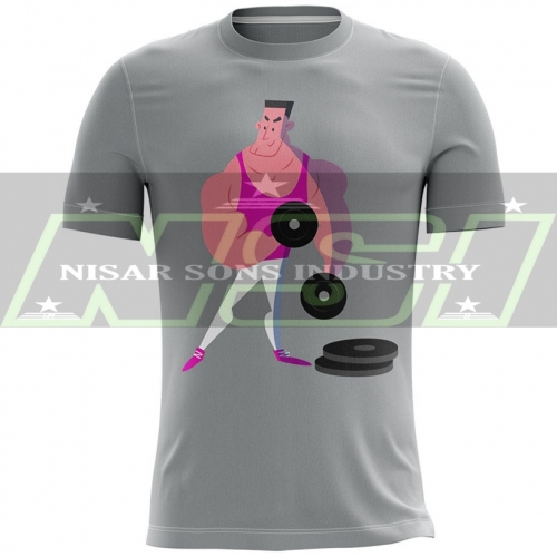Gray men printing gym t shirt 